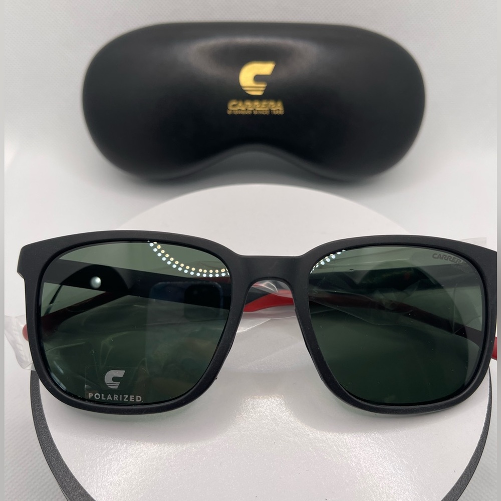 NIB CARRERA 8046/S Matte Black with Red Polarized Sunglasses- Unisex